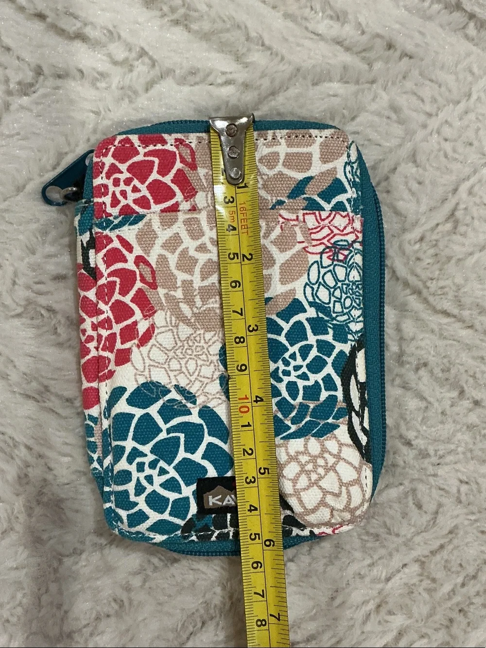 Kavu Floral Zip Wallet - Teal, Pink, Tan